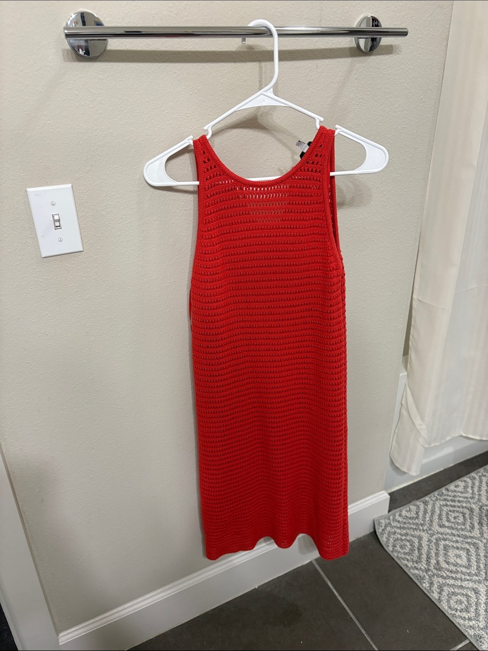 Lucy Paris Red Crochet Midi Tank Dress